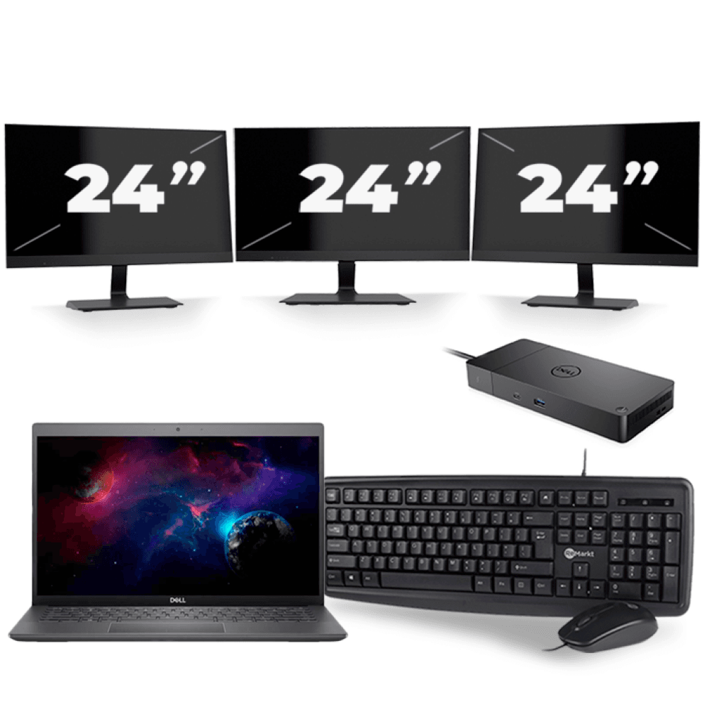 Dell Latitude 3301 - Intel Core i5-8a generazione - 13 pollici - 8 GB di RAM - SSD da 256 GB - Windows 11 + 3 monitor da 24 pollici