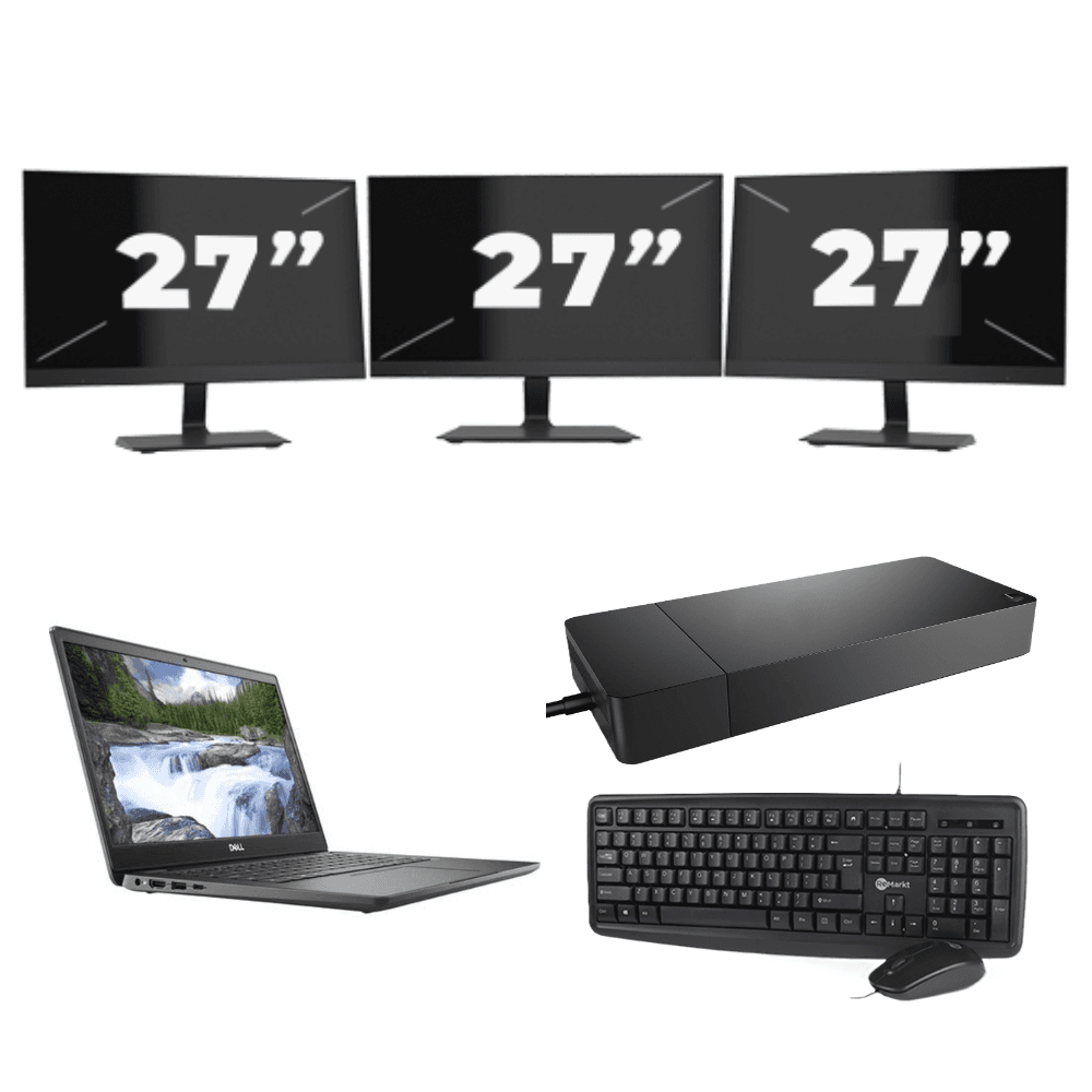 Dell Latitude 3410 - Intel Core i5-10e di decima generazione - 14 pollici - 8 GB di RAM - SSD da 256 GB - Windows 11 Home + 3 monitor da 27 pollici