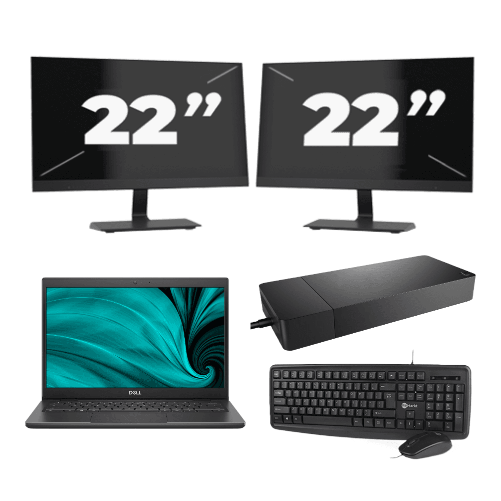 Dell Latitude 3420 - Intel Core i3-11a generazione - 14 pollici - 8 GB di RAM - SSD da 256 GB - Windows 11 Home + 2 monitor da 22 pollici