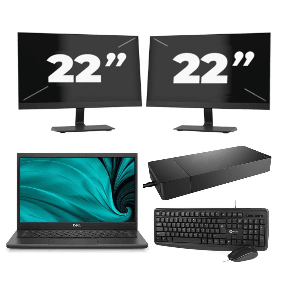 Dell Latitude 3430 - Intel Core i3 di dodicesima generazione - 14 pollici - 8 GB di RAM - SSD da 256 GB - Windows 11 Home + 2 monitor da 22 pollici