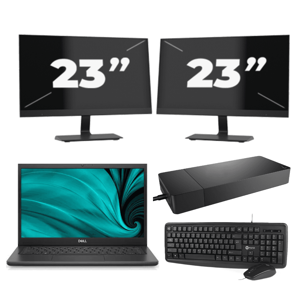 Dell Latitude 3430 - Intel Core i3 di dodicesima generazione - 14 pollici - 8 GB di RAM - SSD da 256 GB - Windows 11 Home + 2 monitor da 23 pollici