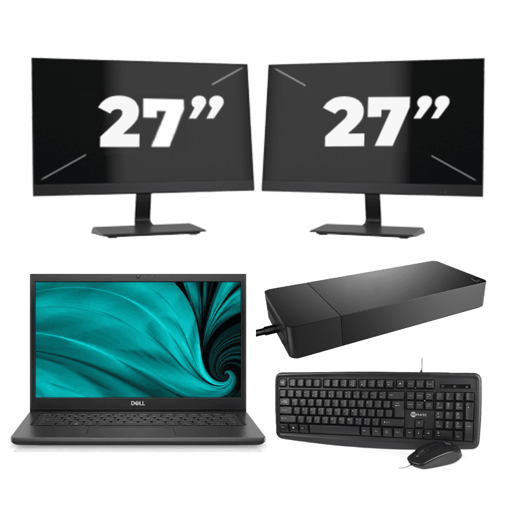 Dell Latitude 3430 - Intel Core i3 di dodicesima generazione - 14 pollici - 8 GB di RAM - SSD da 256 GB - Windows 11 Home + 2 monitor da 27 pollici