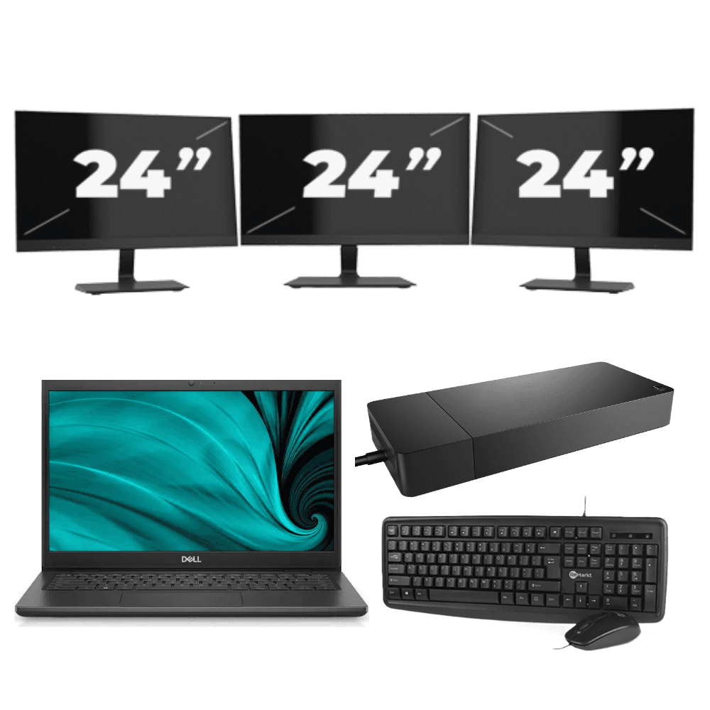 Dell Latitude 3430 - Intel Core i3 di dodicesima generazione - 14 pollici - 8 GB di RAM - SSD da 256 GB - Windows 11 Home + 3 monitor da 24 pollici