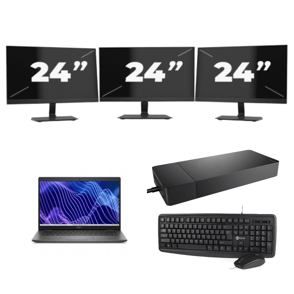 Dell Latitude 3440 - Intel Core i3 13ª generazione - 14 pollici - 16GB RAM - 256GB SSD - Windows 11 Home + 3x Monitor da 24 pollici