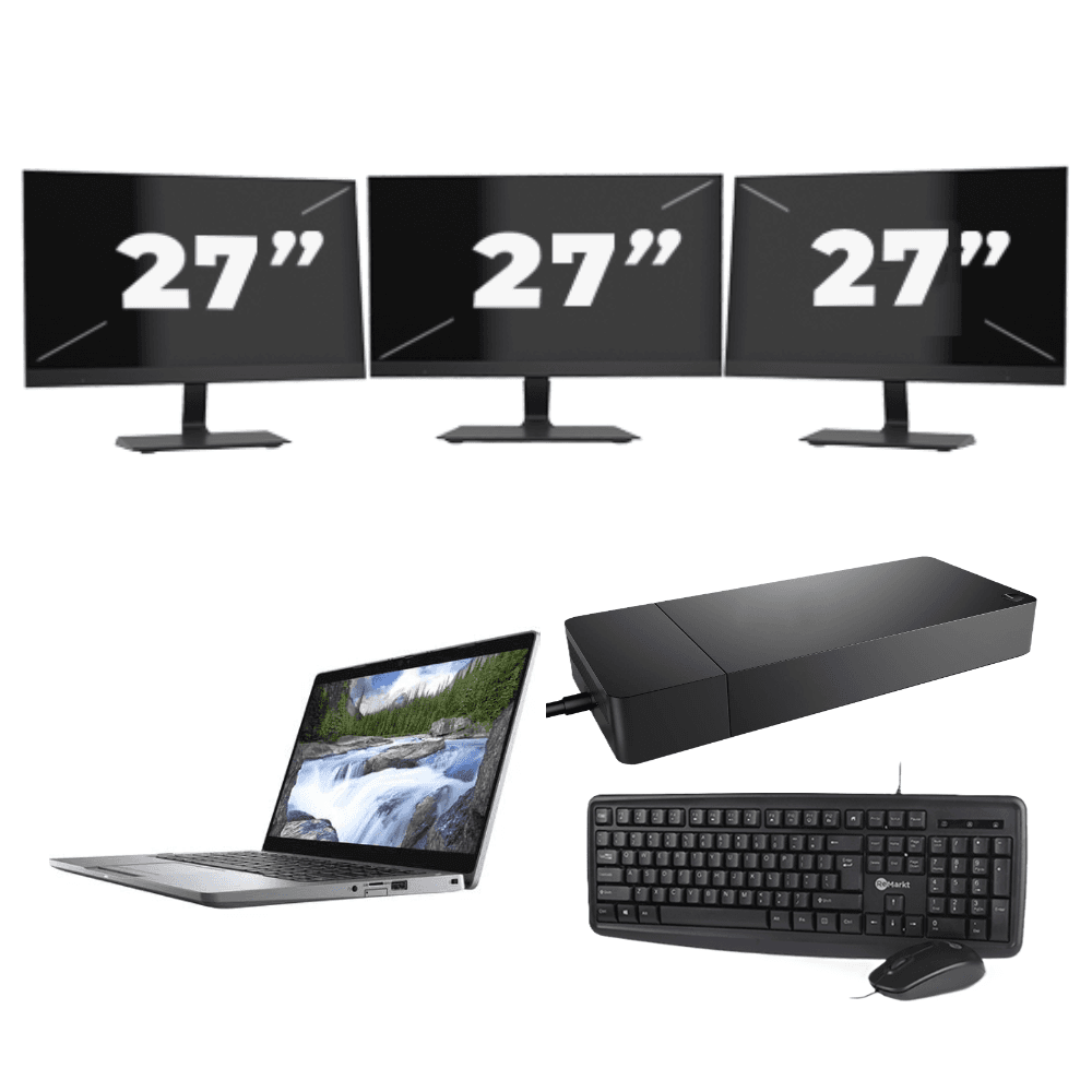 Dell Latitude 5310 - Intel Core i5-10e di decima generazione - 13 pollici - 8 GB di RAM - SSD da 256 GB - Windows 11 Home + 3 monitor da 27 pollici