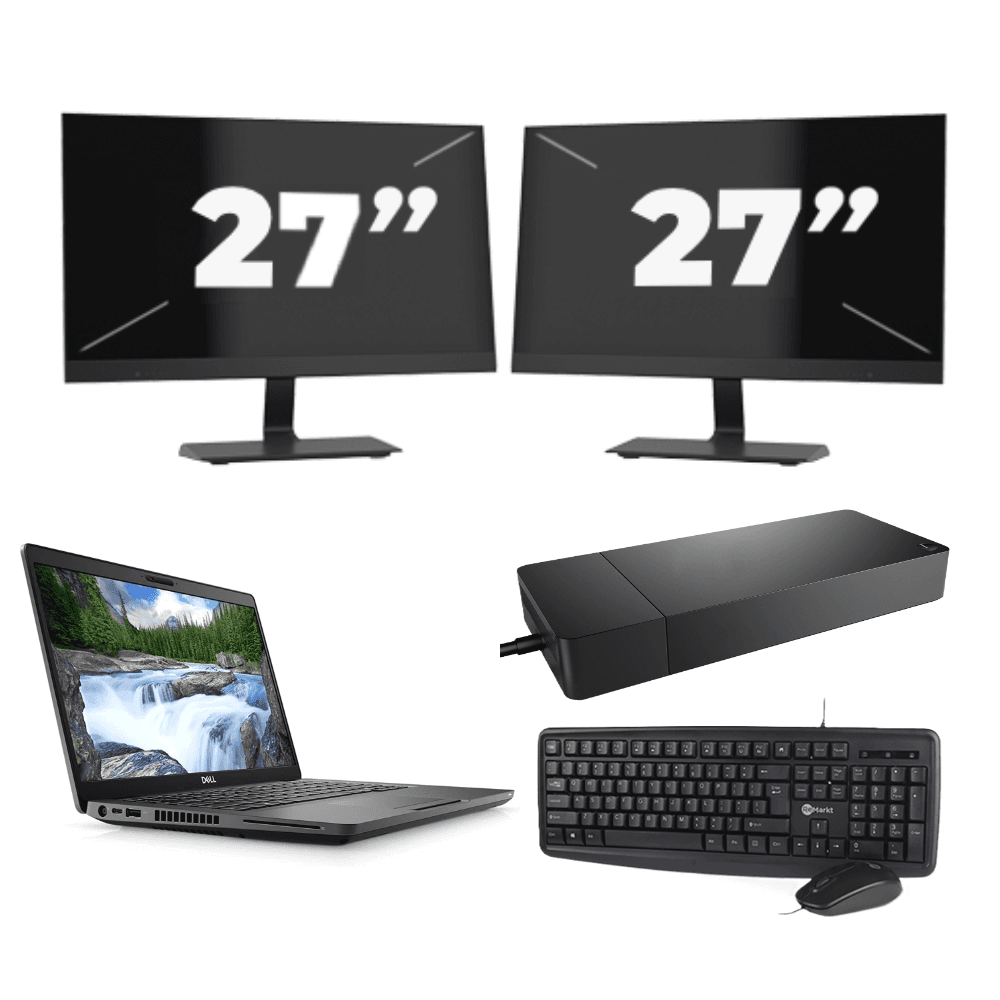 Dell Latitude 5401 - Intel Core i7 di nona generazione - 14 pollici - 8 GB di RAM - SSD da 256 GB - Windows 11 Home + 2 monitor da 27 pollici