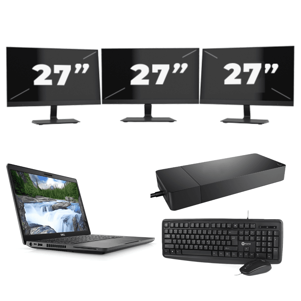 Dell Latitude 5401 - Intel Core i7 di nona generazione - 14 pollici - 8 GB di RAM - SSD da 256 GB - Windows 11 Home + 3 monitor da 27 pollici