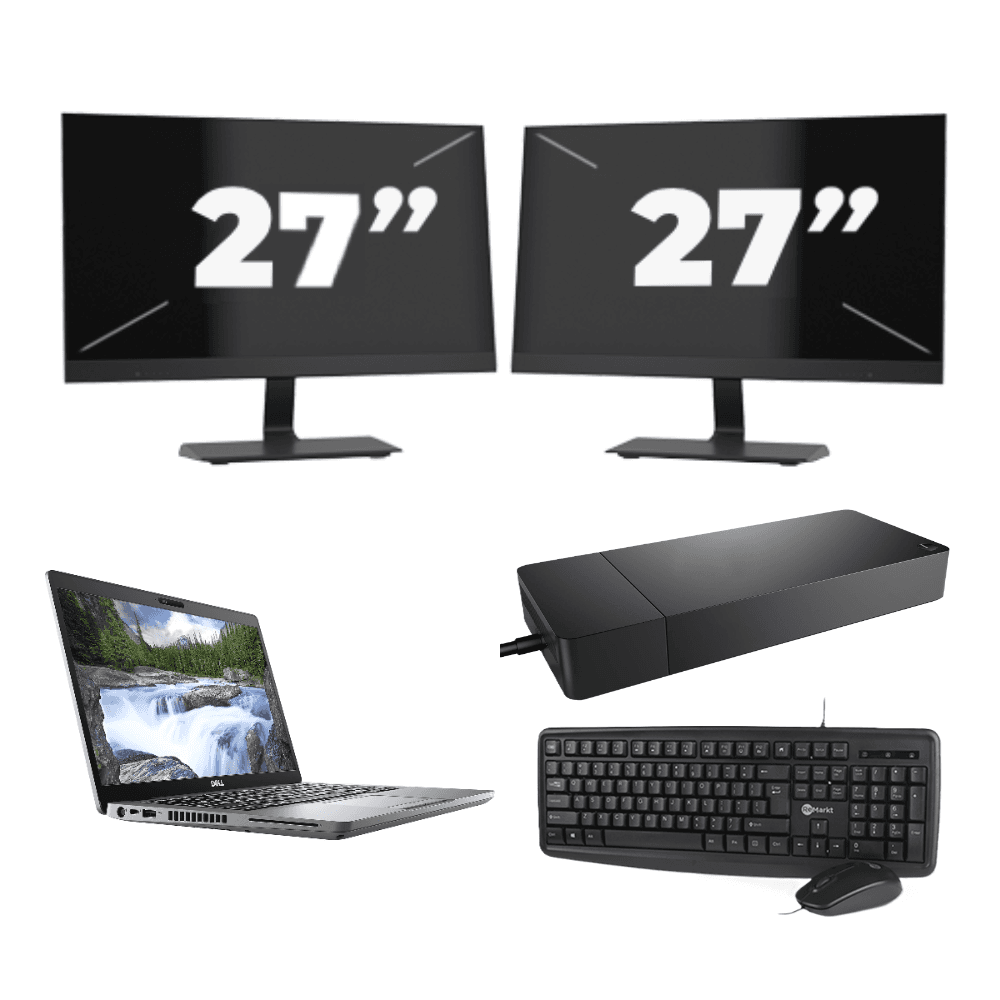 Dell Latitude 5410 - Intel Core i5-10e di decima generazione - 14 pollici - 8 GB di RAM - SSD da 256 GB - Windows 11 Home + 2 monitor da 27 pollici