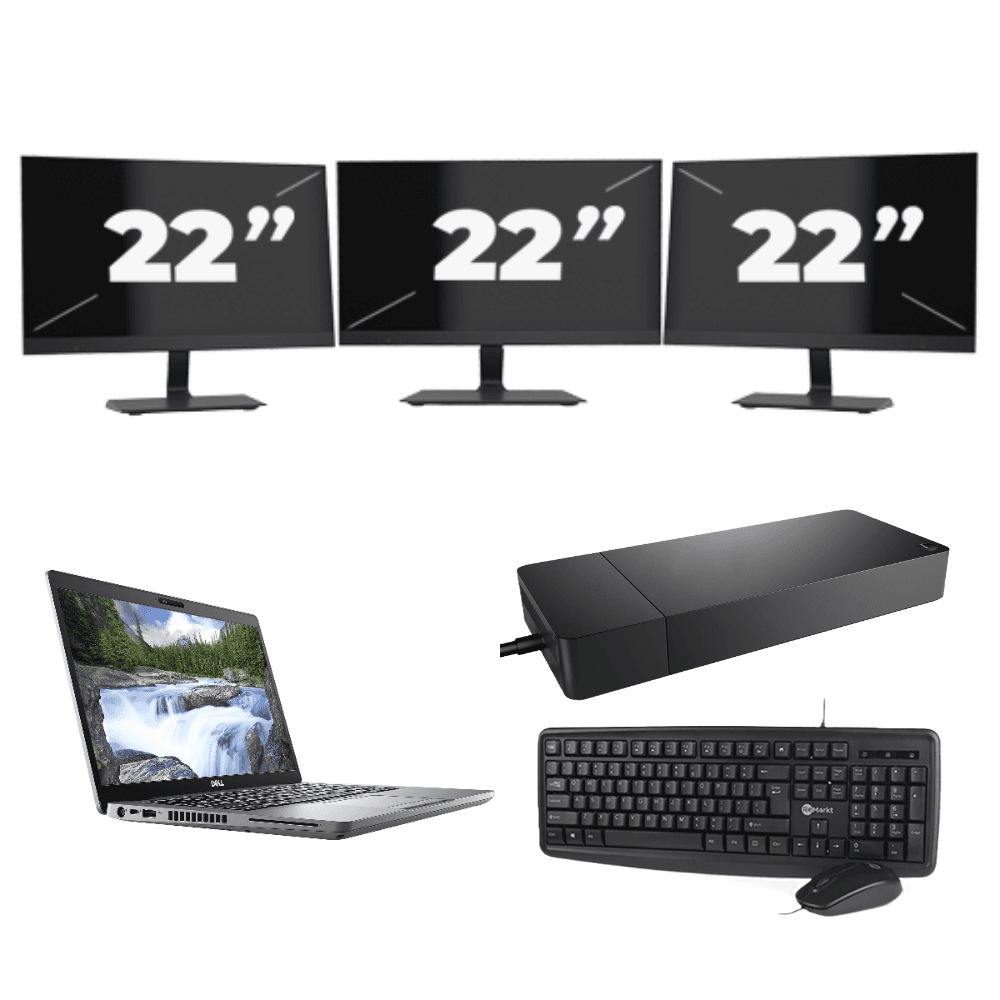 Dell Latitude 5410 - Intel Core i5-10a generazione - 14 pollici - 8 GB di RAM - SSD da 256 GB - Windows 11 + 3 monitor da 22 pollici