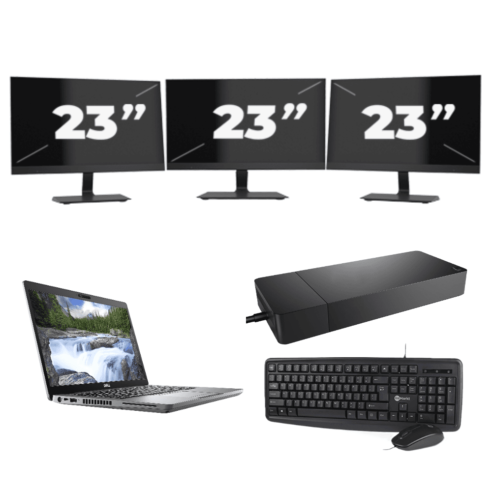 Dell Latitude 5410 - Intel Core i5-10a generazione - 14 pollici - 8 GB di RAM - SSD da 256 GB - Windows 11 + 3 monitor da 23 pollici