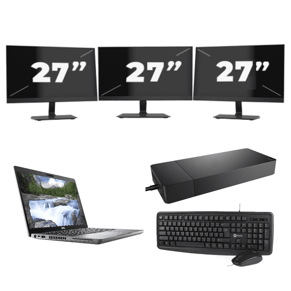 Dell Latitude 5410 - Intel Core i5-10e di decima generazione - 14 pollici - 8 GB di RAM - SSD da 256 GB - Windows 11 Home + 3 monitor da 27 pollici