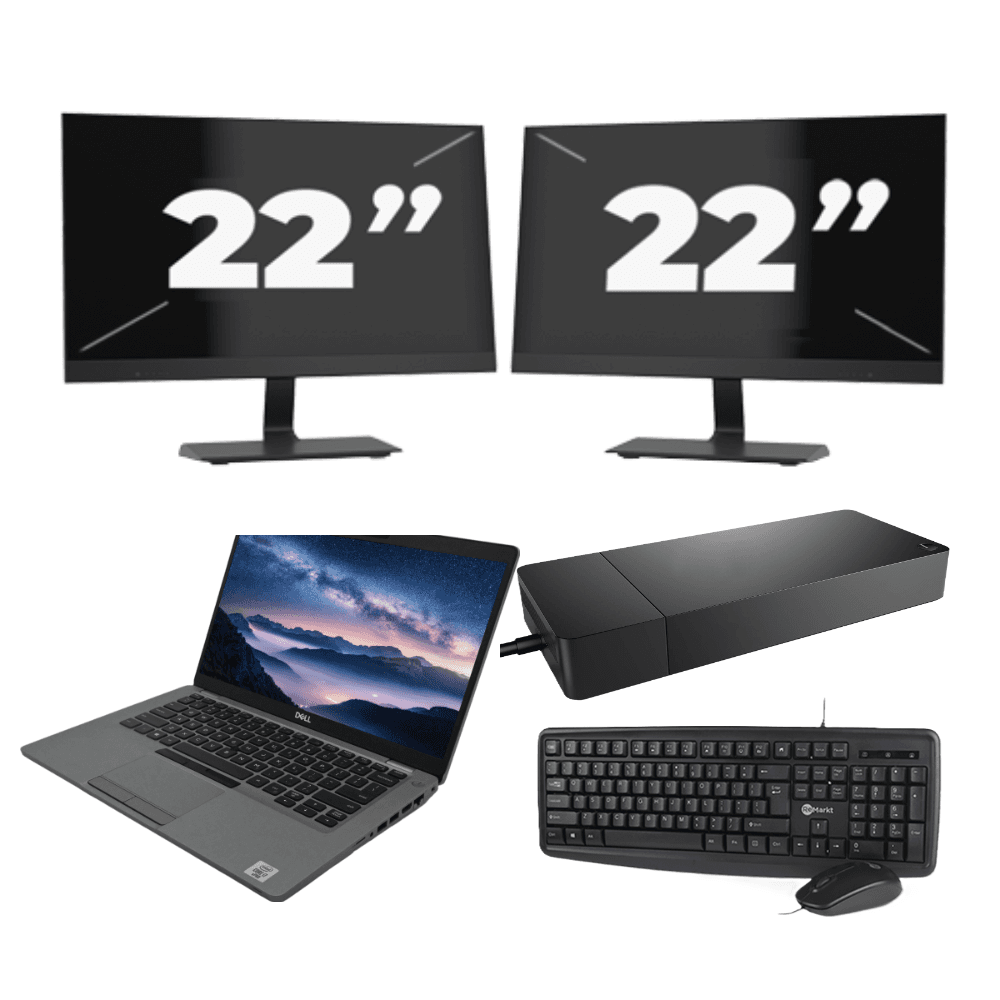 Dell Latitude 5411 - Intel Core i5-10a generazione - 14 pollici - 8 GB di RAM - SSD da 256 GB - Windows 11 + 2 monitor da 22 pollici