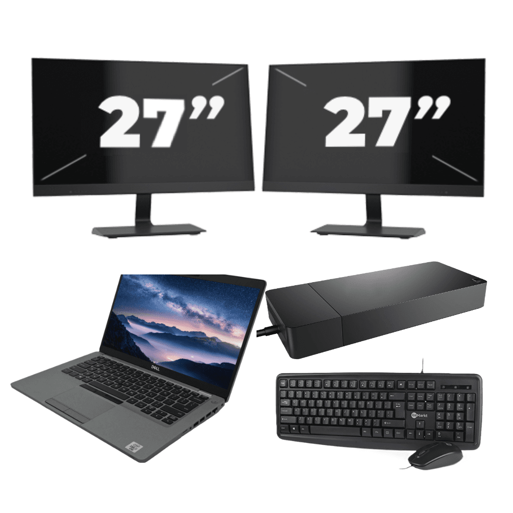 Dell Latitude 5411 - Intel Core i5-10e di decima generazione - 14 pollici - 8 GB di RAM - SSD da 256 GB - Windows 11 Home + 2 monitor da 27 pollici