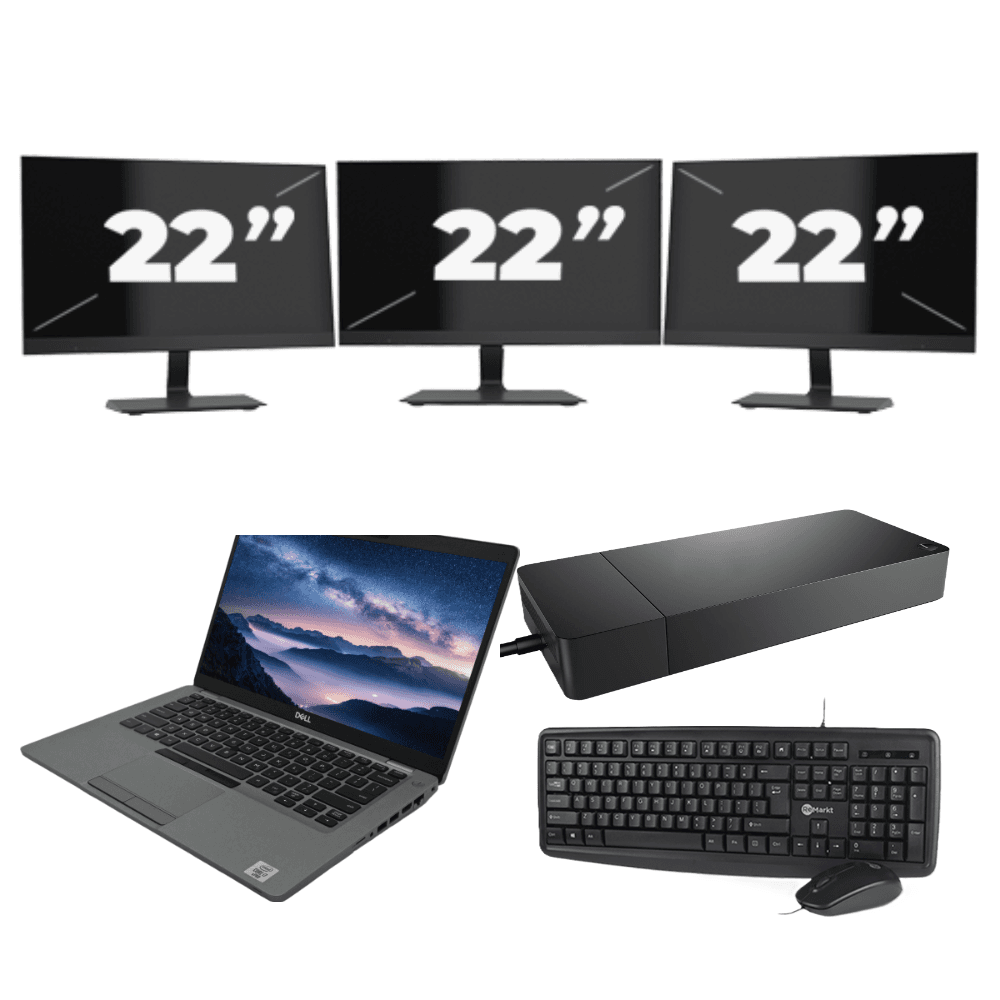 Dell Latitude 5411 - Intel Core i5-10a generazione - 14 pollici - 8 GB di RAM - SSD da 256 GB - Windows 11 + 3 monitor da 22 pollici