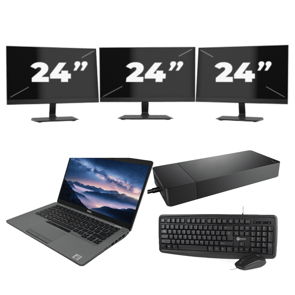 Dell Latitude 5411 - Intel Core i5-10a generazione - 14 pollici - 8 GB di RAM - SSD da 256 GB - Windows 11 + 3 monitor da 24 pollici