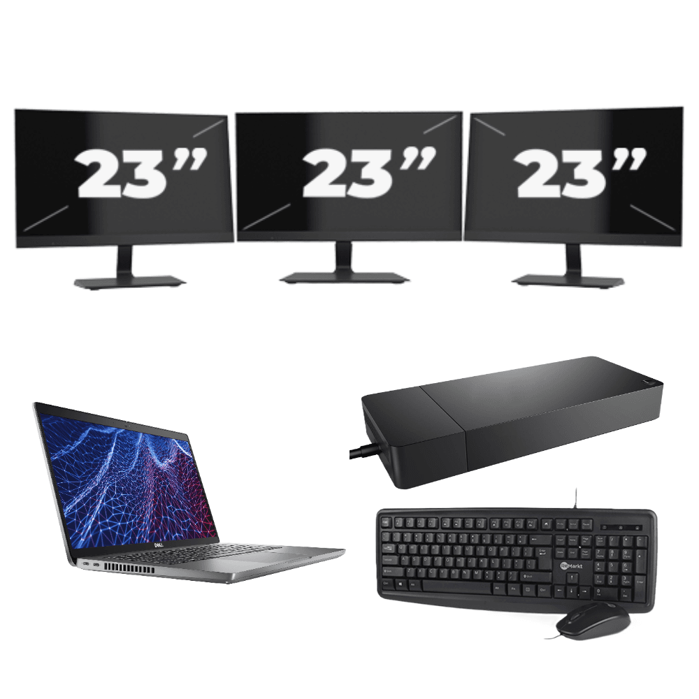 Dell Latitude 5430 - Intel Core i3-12° Generazione - 14 pollice - 8GB RAM - 256GB SSD - Windows 11 Home + 3x 23 pollice Monitor