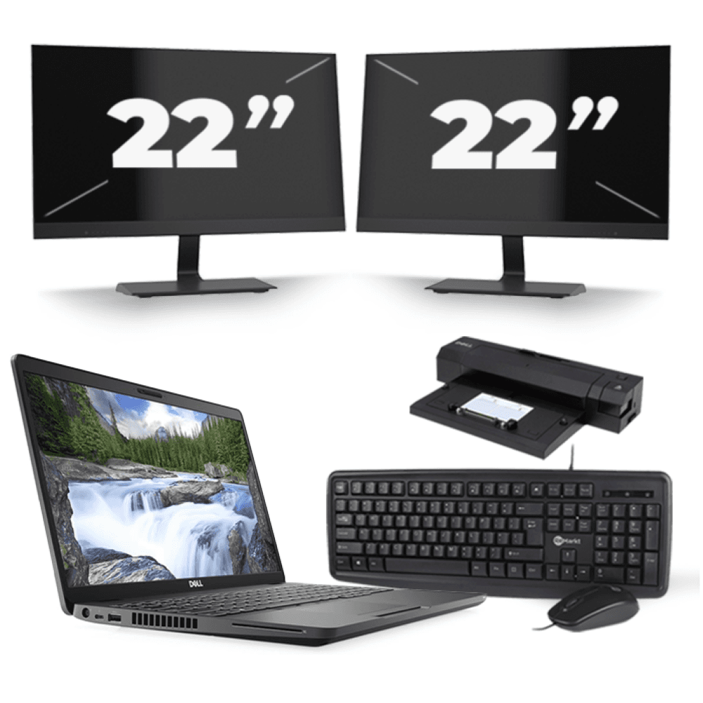 Dell Latitude 5500 - Intel Core i5-8a generazione - 15 pollici - 8 GB di RAM - SSD da 256 GB - Windows 11 + 2 monitor da 22 pollici