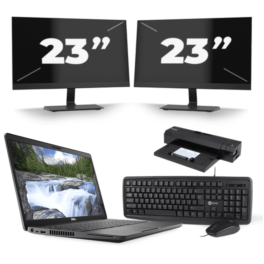 Dell Latitude 5500 - Intel Core i5-8a generazione - 15 pollici - 8 GB di RAM - SSD da 256 GB - Windows 11 + 2 monitor da 23 pollici