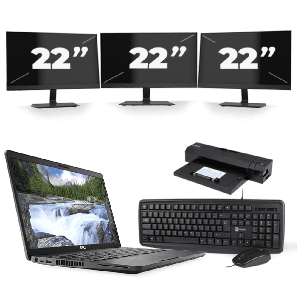 Dell Latitude 5500 - Intel Core i5-8a generazione - 15 pollici - 8 GB di RAM - SSD da 256 GB - Windows 11 + 3 monitor da 22 pollici