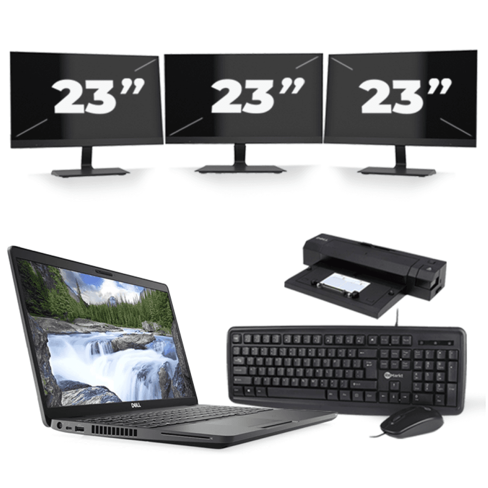 Dell Latitude 5500 - Intel Core i5-8a generazione - 15 pollici - 8 GB di RAM - SSD da 256 GB - Windows 11 + 3 monitor da 23 pollici