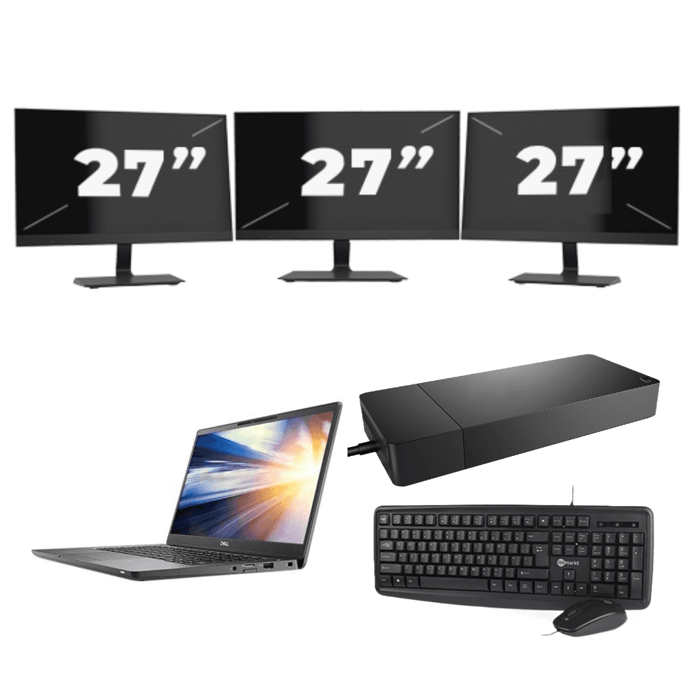 Dell Latitude 7300 - Intel Core i5 di ottava generazione - 13 pollici - 8 GB di RAM - SSD da 256 GB - Windows 11 Home + 3 monitor da 27 pollici