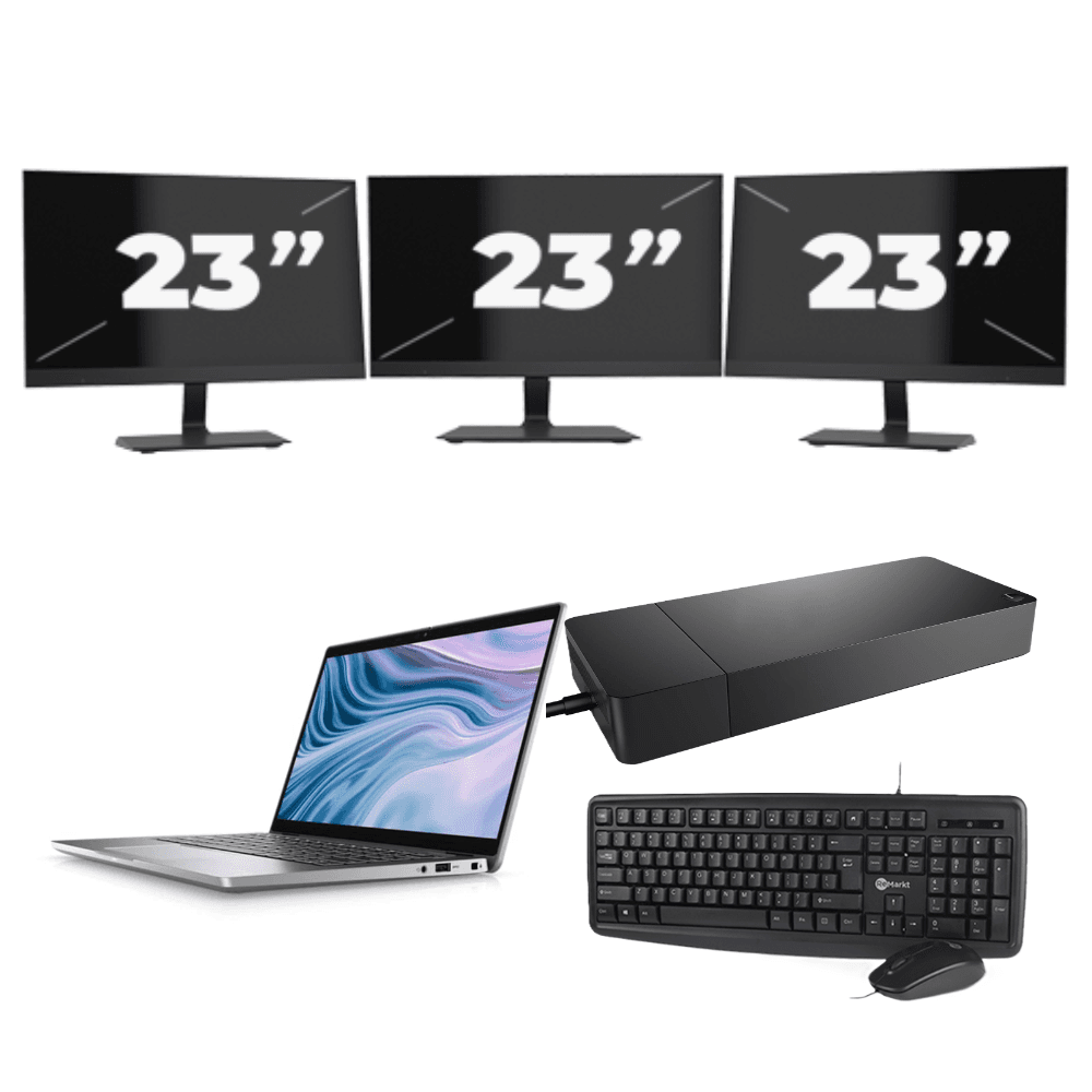 Dell Latitude 7310 - Intel Core i7-10a generazione - 13 pollici - 16 GB RAM - SSD 256 GB - Windows 11 Home + 3 monitor da 23 pollici