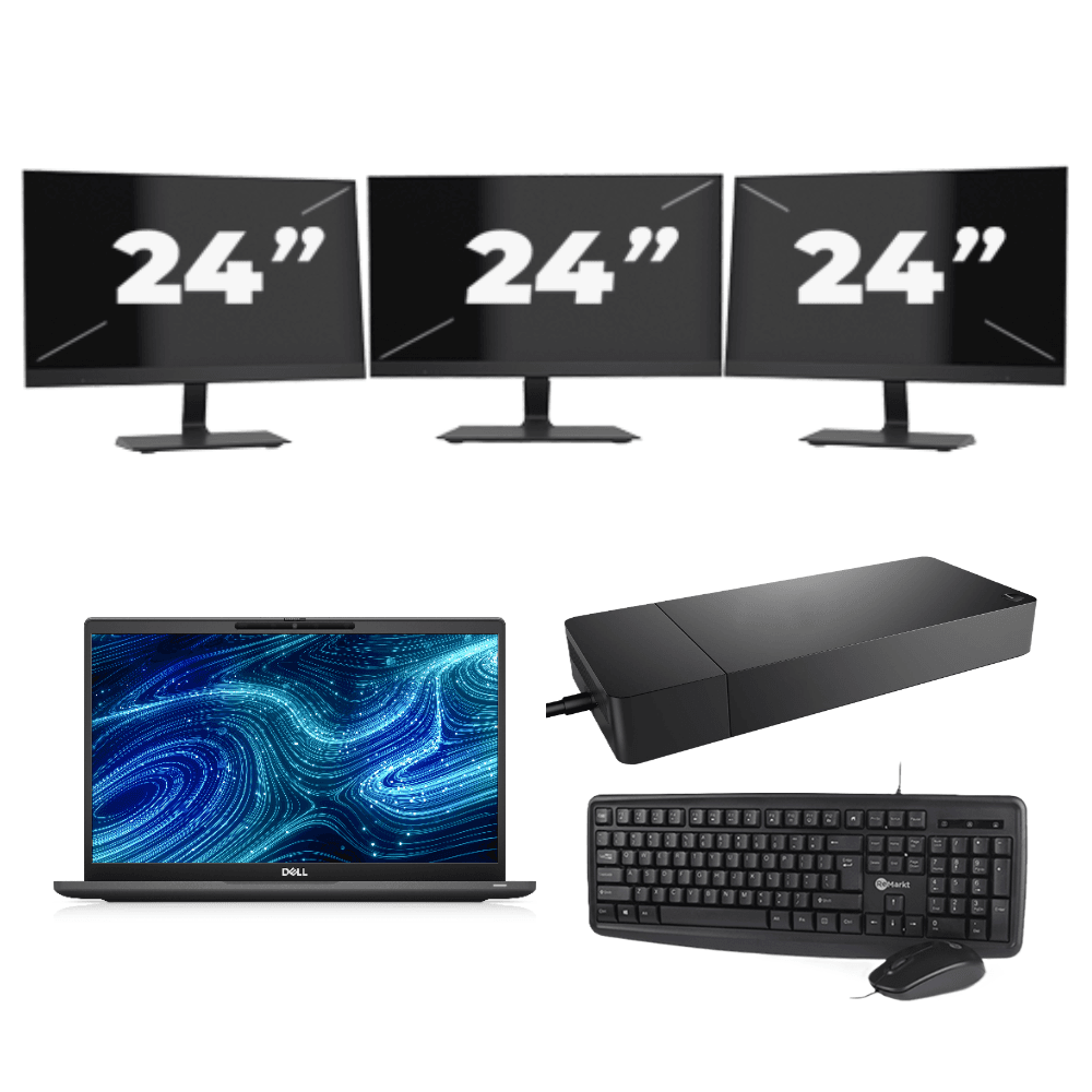 Dell Latitude 7320 - Intel Core i7-11a generazione - 13 pollici - Touch - 16 GB di RAM - SSD da 256 GB - Windows 11 Home + 3 monitor da 24 pollici