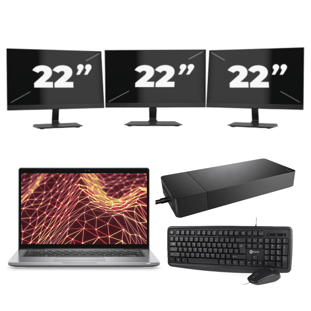Dell Latitude 7330 - Intel Core i5-12a generazione - 13 pollici - Touch - 16 GB di RAM - 256 GB SSD - Windows 11 Home + 3 monitor da 22 pollici