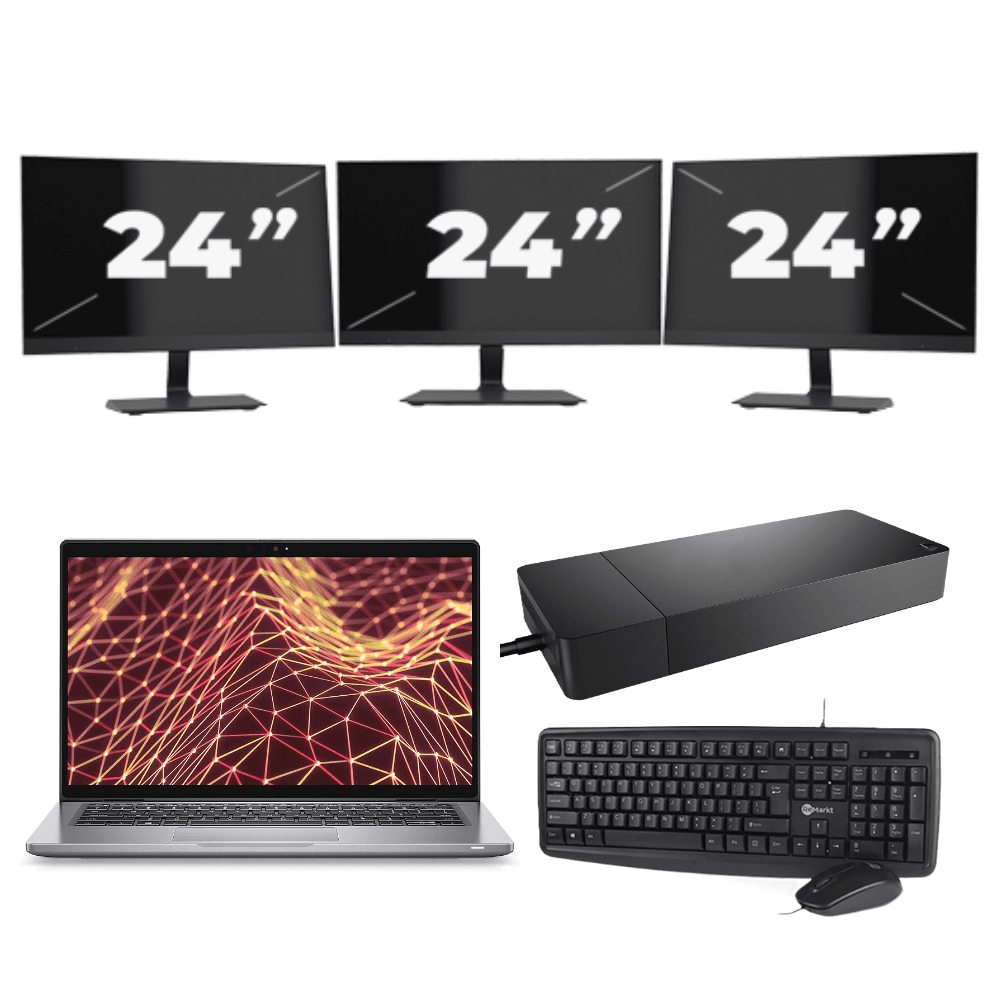 Dell Latitude 7330 - Intel Core i5-12a generazione - 13 pollici - Touch - 16 GB di RAM - SSD da 256 GB - Windows 11 Home + 3 monitor da 24 pollici