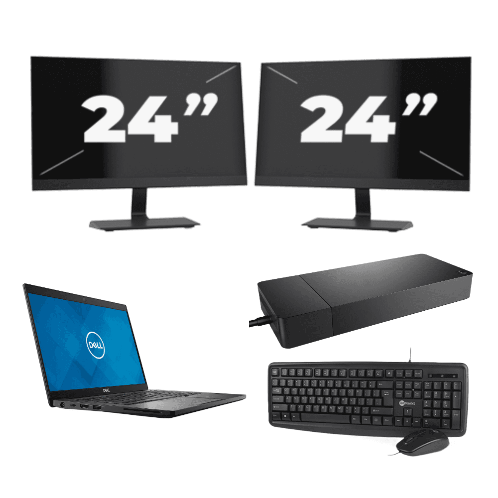 Dell Latitude 7390 - Intel Core i7-8a generazione - 13 pollici - 8 GB di RAM - SSD da 256 GB - Windows 11 + 2 monitor da 24 pollici