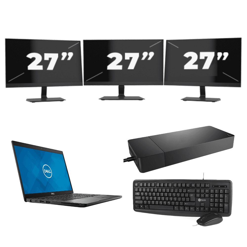 Dell Latitude 7390 - Intel Core i7 di ottava generazione - 13 pollici - 8 GB di RAM - SSD da 256 GB - Windows 11 Home + 3 monitor da 27 pollici