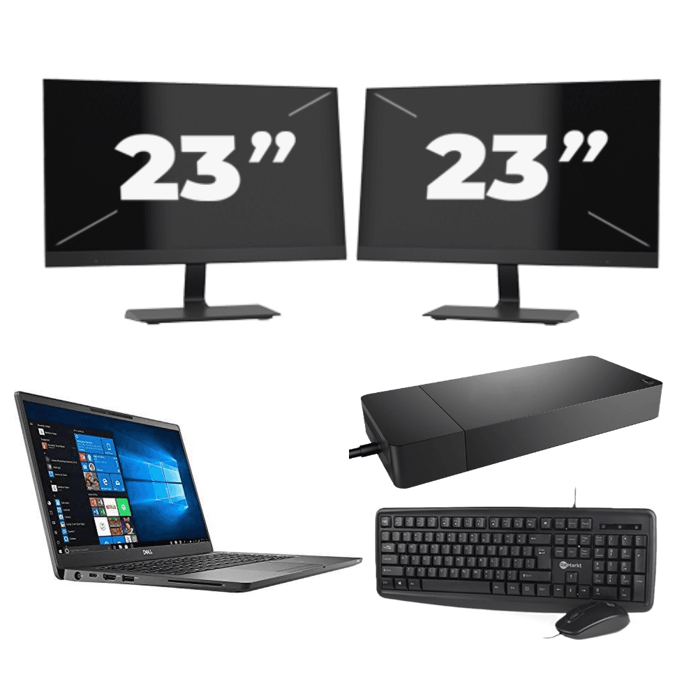 Dell Latitude 7400 - Intel Core i5-8a generazione - 14 pollici - 8 GB di RAM - SSD da 256 GB - Windows 11 + 2 monitor da 23 pollici