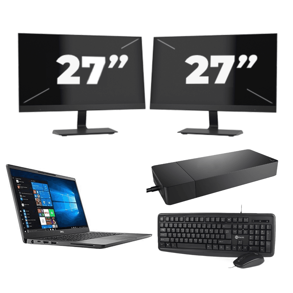Dell Latitude 7400 - Intel Core i5 di ottava generazione - 14 pollici - 8 GB di RAM - SSD da 256 GB - Windows 11 Home + 2 monitor da 27 pollici