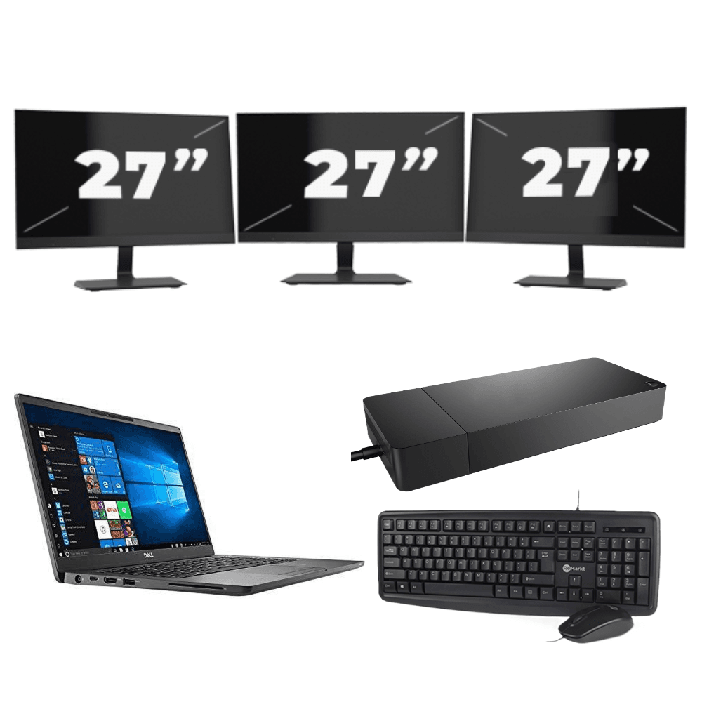 Dell Latitude 7400 - Intel Core i5 di ottava generazione - 14 pollici - 8 GB di RAM - SSD da 256 GB - Windows 11 Home + 3 monitor da 27 pollici