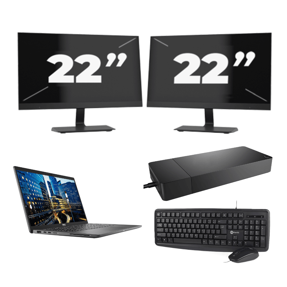 Dell Latitude 7410 - Intel Core i5-10e Generatie - 14 inch - 16GB RAM - 256GB SSD - Windows 11 Home + 2x 22 inch Monitor