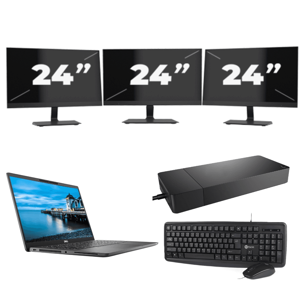 Dell Latitude 7420 - Intel Core i7-11a generazione - 14 pollici - 16 GB di RAM - SSD da 256 GB - Windows 11 Home + 3 monitor da 24 pollici