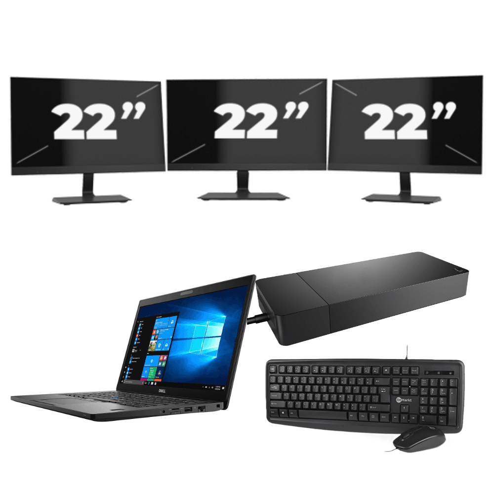 Dell Latitude 7490 - Intel Core i7-8a generazione - 14 pollici - 8 GB di RAM - SSD da 256 GB - Windows 11 + 3 monitor da 22 pollici