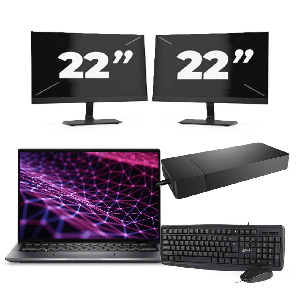 Dell Latitude 9430 - Intel Core i5 12ª generazione - 14 pollici - 32GB RAM - 256GB SSD - Windows 11 Home + 2x Monitor da 22 pollici