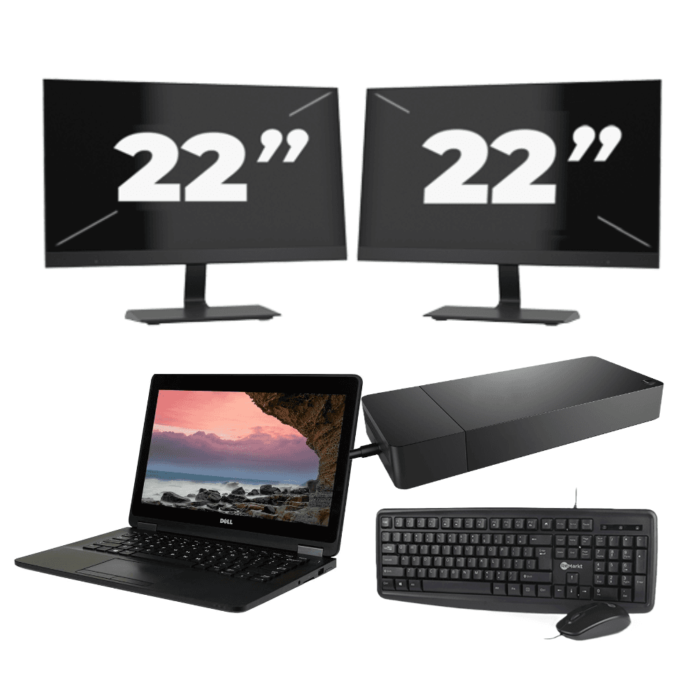 Dell Latitude E7270 - Intel Core i7-6a generazione - 12 pollici - 8 GB di RAM - SSD da 256 GB - Windows 11 + 2 monitor da 22 pollici