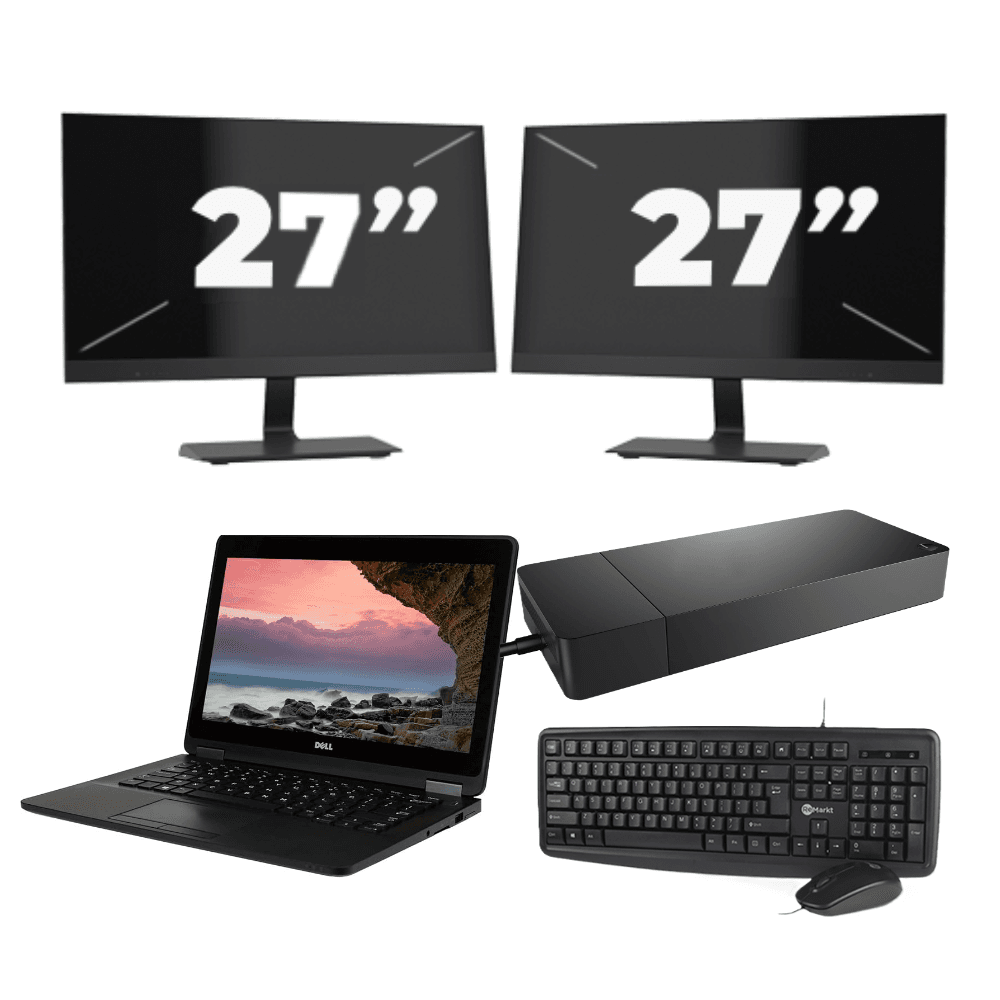 Dell Latitude E7270 - Intel Core i7 di sesta generazione - 12 pollici - 8 GB di RAM - SSD da 256 GB - Windows 11 Home + 2 monitor da 27 pollici