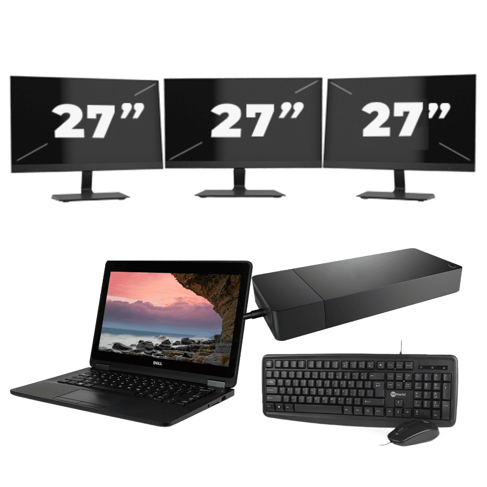 Dell Latitude E7270 - Intel Core i7 di sesta generazione - 12 pollici - 8 GB di RAM - SSD da 256 GB - Windows 11 Home + 3 monitor da 27 pollici