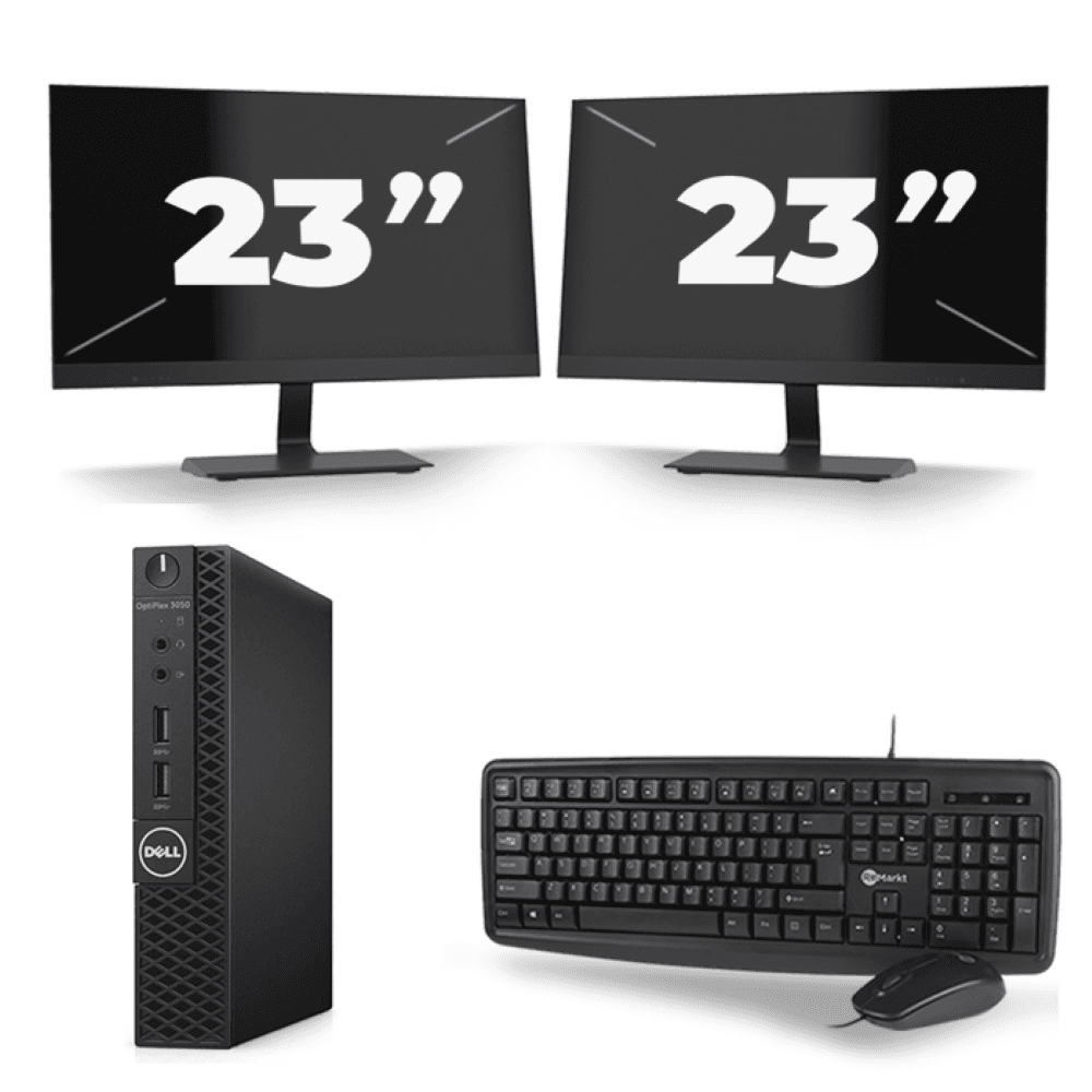 Dell OptiPlex 3070 Micro USFF - Intel Core i3-9a generazione - 8 GB di RAM - SSD da 256 GB - Windows 11 + 2 monitor da 23 pollici