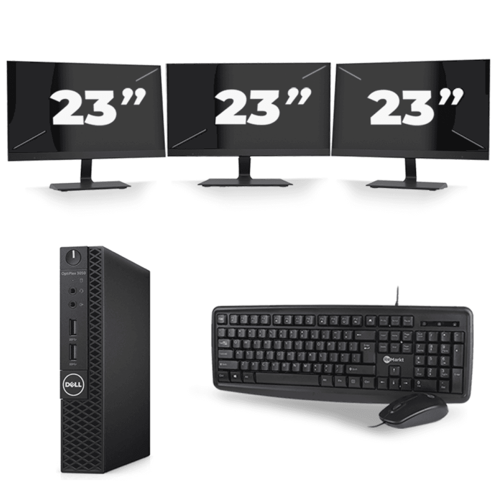Dell OptiPlex 3070 Micro USFF - Intel Core i3-9ª generazione - 8GB RAM - 256GB SSD - Windows 11 + 3x 23 inch Monitor