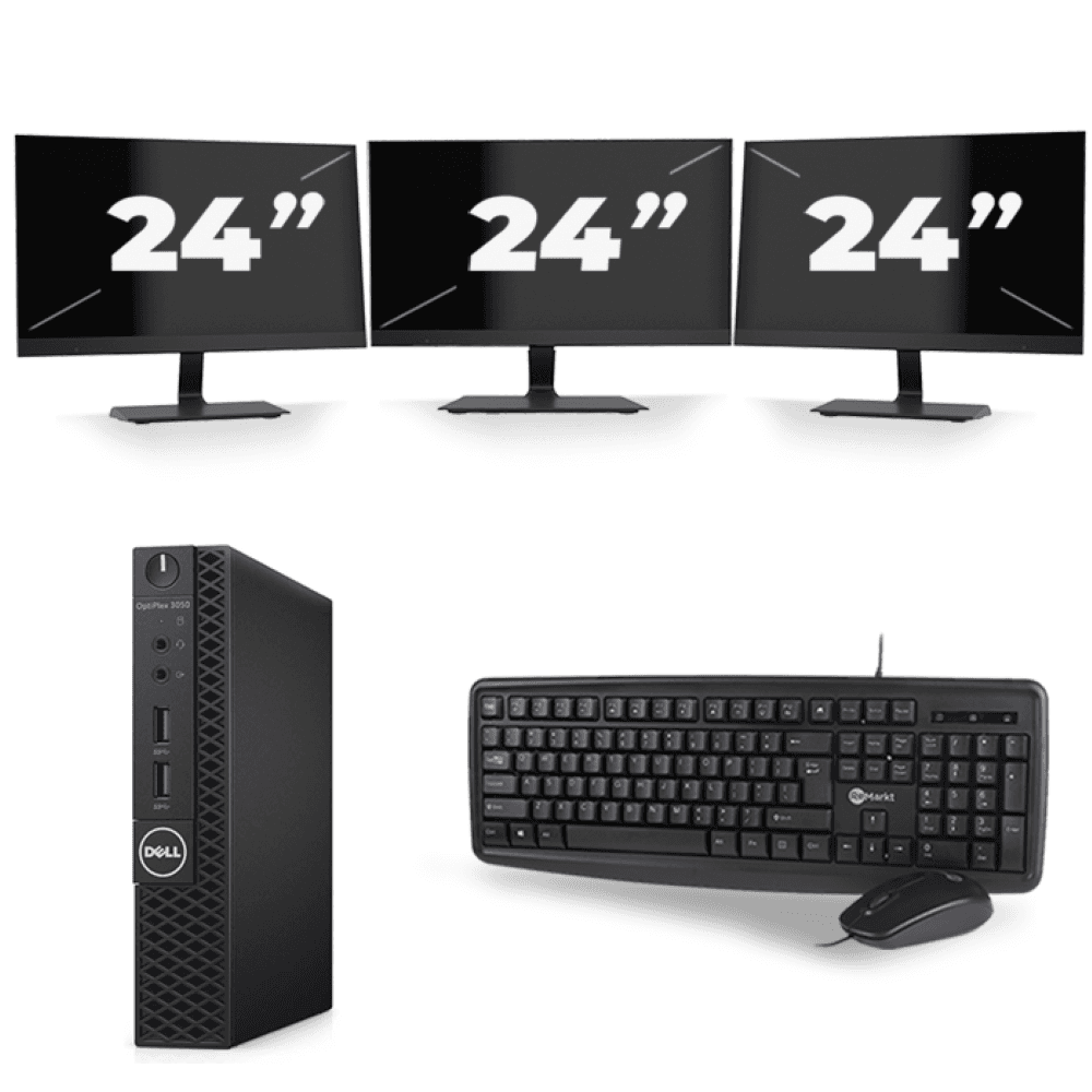 Dell OptiPlex 3070 Micro USFF - Intel Core i3-9a generazione - 8 GB di RAM - SSD da 256 GB - Windows 11 + 3 monitor da 24 pollici