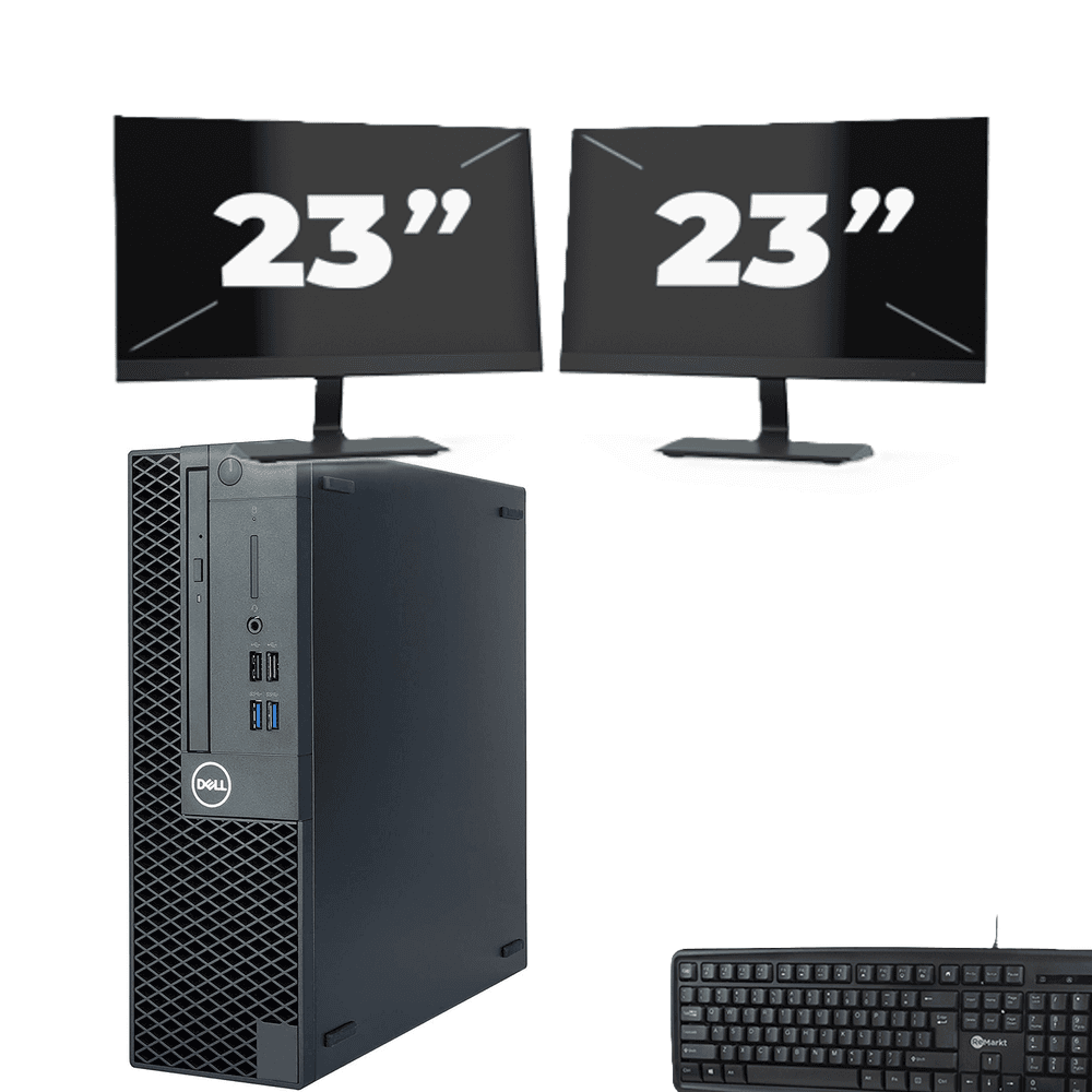 Dell OptiPlex 3070 SFF - Intel Core i3-9a generazione - 8 GB di RAM - SSD da 256 GB - Windows 11 + 2 monitor da 23 pollici