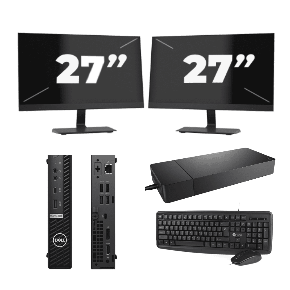 Dell OptiPlex 5080 USFF - Intel Core i5-10e Generatie - 8GB RAM - 256GB SSD - Windows 11 + 2x 27 inch Monitor