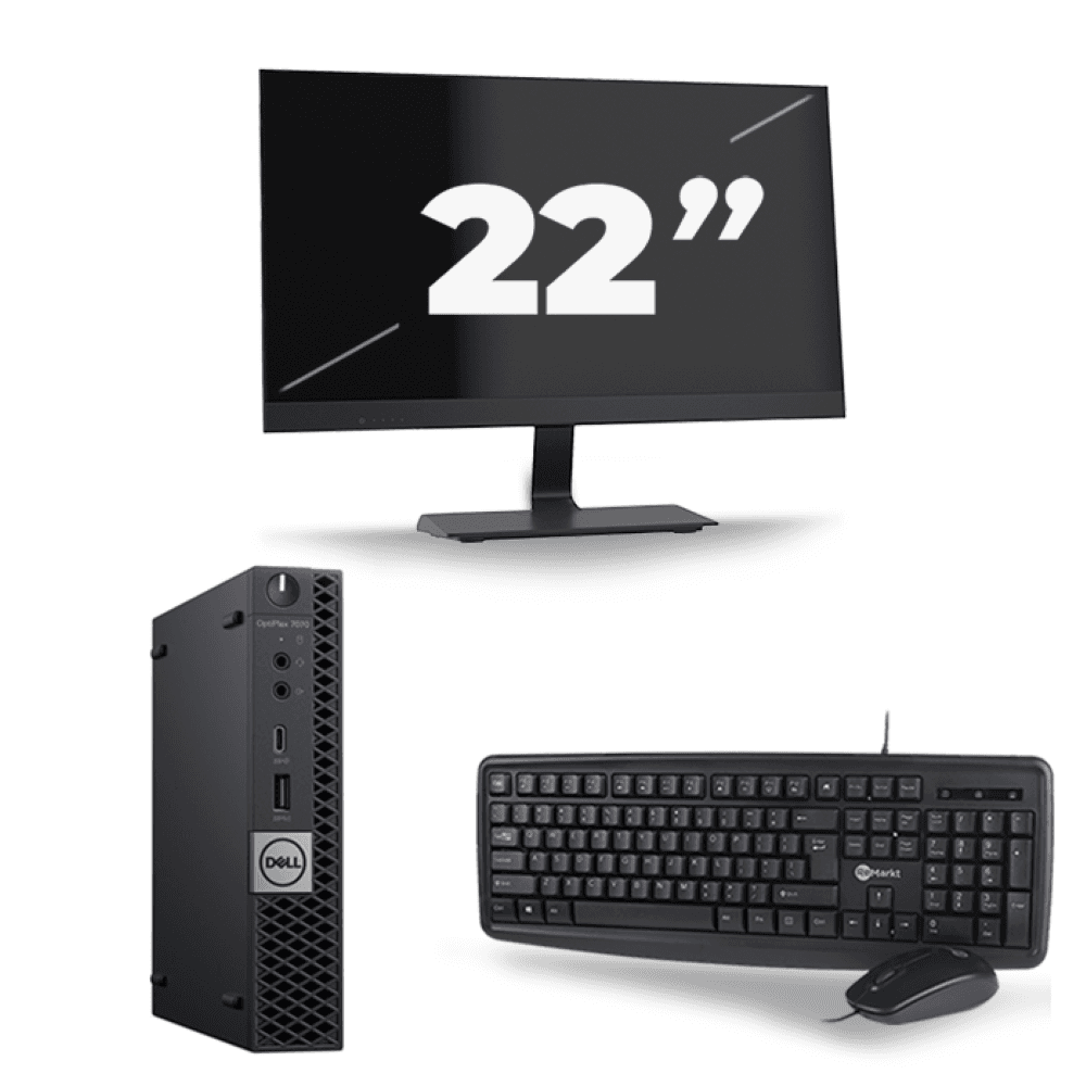 Dell Optiplex 7070 Micro USFF - Intel Core i5-9a generazione - 8 GB di RAM - 256 GB SSD - Windows 11 + 1x monitor da 22 pollici