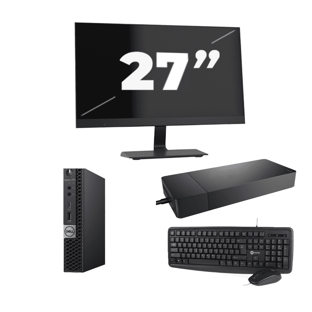 Dell OptiPlex 7070 Micro USFF - Intel Core i7-9e Generatie - 8GB RAM - 256GB SSD - Windows 11 + 1x 27 inch Monitor