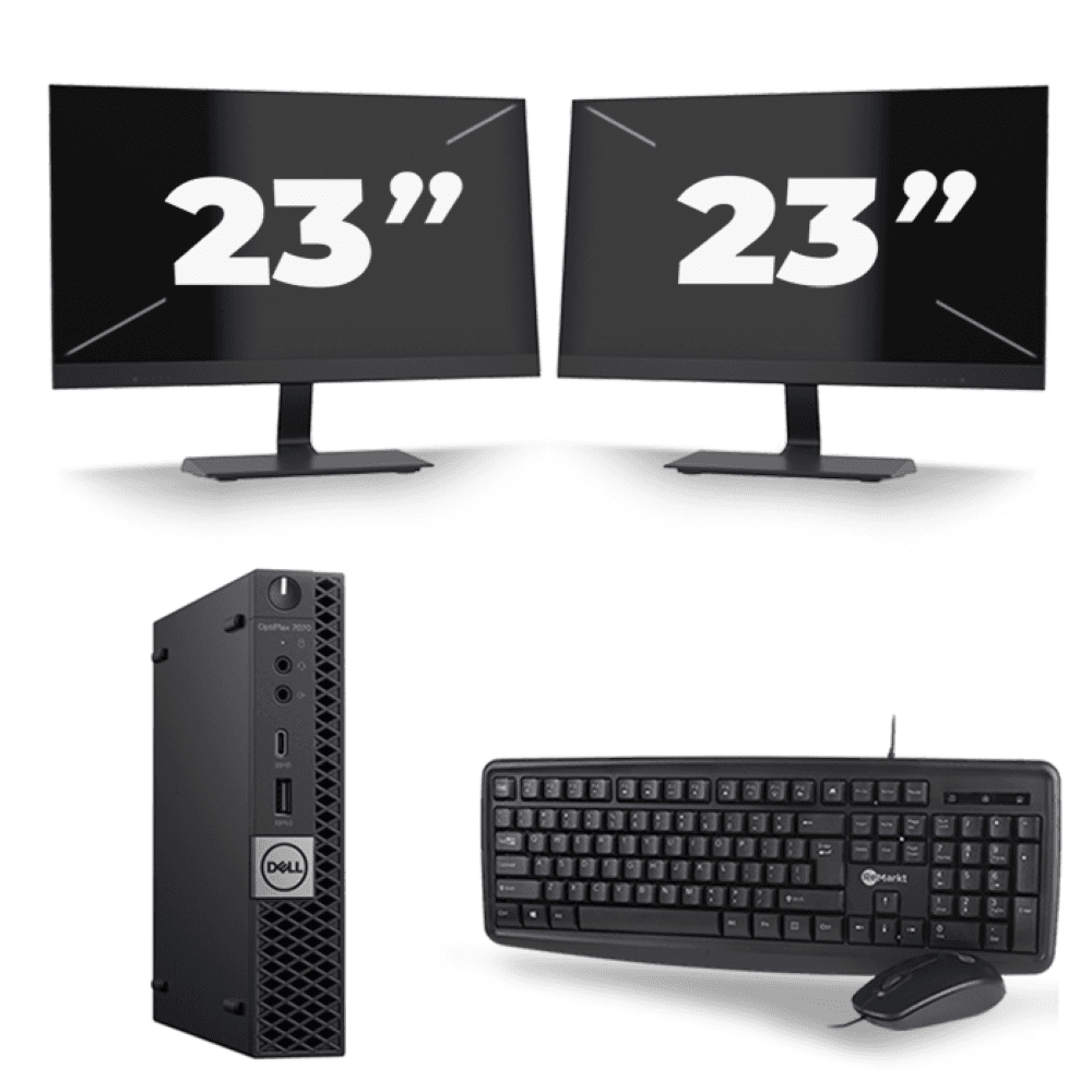 Dell Optiplex 7070 Micro USFF - Intel Core i5-9a generazione - 8 GB di RAM - SSD da 256 GB - Windows 11 + 2 monitor da 23 pollici