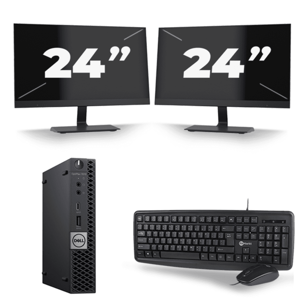 Dell Optiplex 7070 Micro USFF - Intel Core i5-9a generazione - 8 GB di RAM - SSD da 256 GB - Windows 11 + 2 monitor da 24 pollici